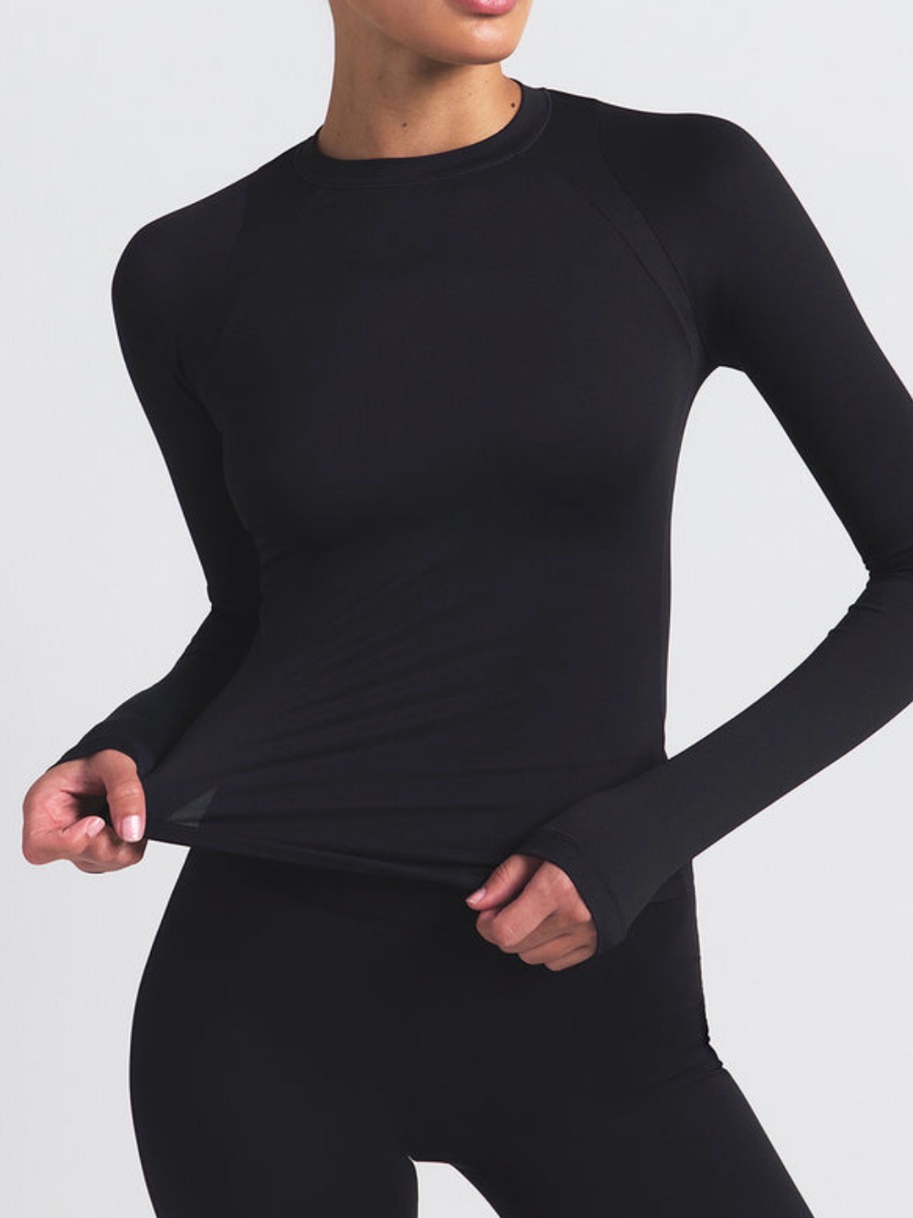 Skims X Nike Airy Long Sleeve Crew Neck Top | Obsidian | S | Nwt